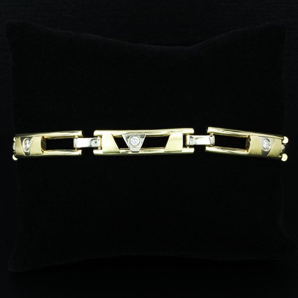 Vintage 14K Yellow Gold Sliding Diamond Anniversary Fancy Link Bracelet - Image 3