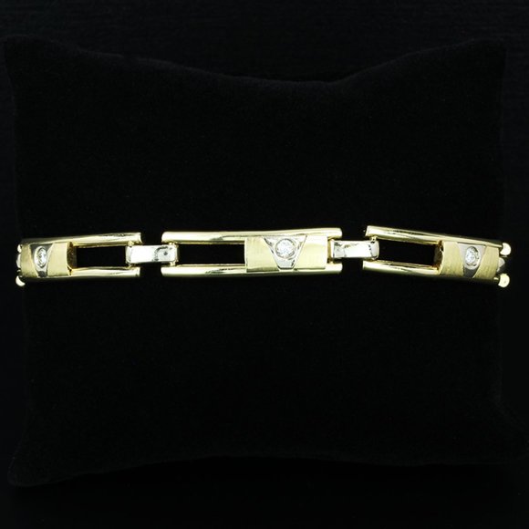 Vintage 14K Yellow Gold Sliding Diamond Anniversary Fancy Link Bracelet - Image 4
