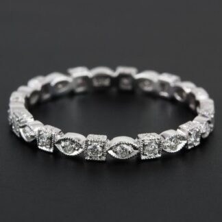 18k White Gold Diamond Stackable / Anniversary Eternity Ring Band by Jolie