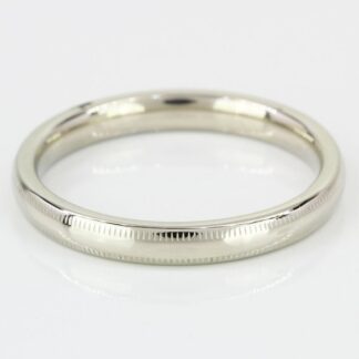 Vintage Men's 18K White Gold Ribbed Comfort Style Wedding Band Ring by Benchmark
