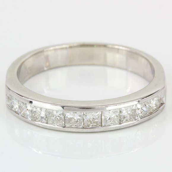 14k White Gold Princess-cut Diamond Wedding Band Ring by Paul Winston Jewelry