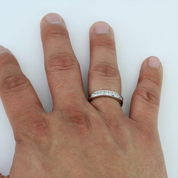 14k White Gold Princess-cut Diamond Wedding Band Ring by Paul Winston Jewelry - Image 7