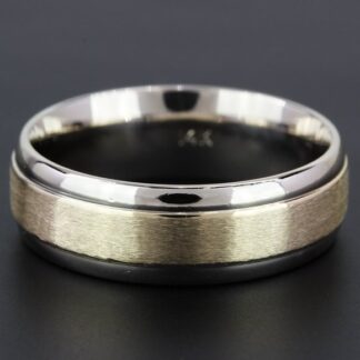 Men’s 14k White & Brushed Yellow Gold Comfort-Fit Wedding Band Ring