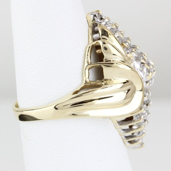 10K Yellow Gold Diamond Waterfall Cocktail Ring - Image 3