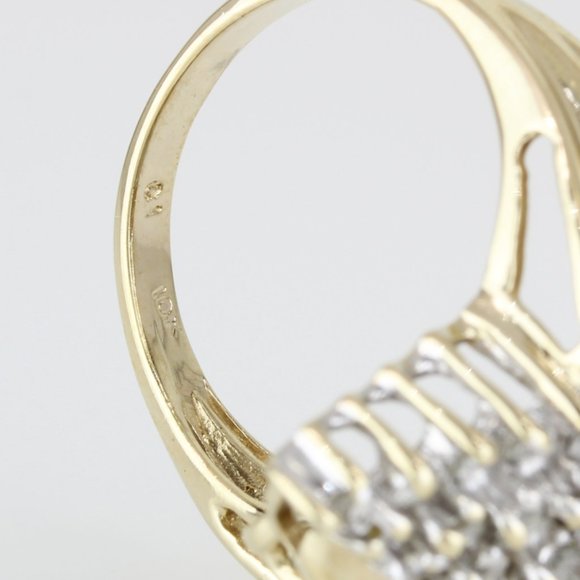 10K Yellow Gold Diamond Waterfall Cocktail Ring - Image 6