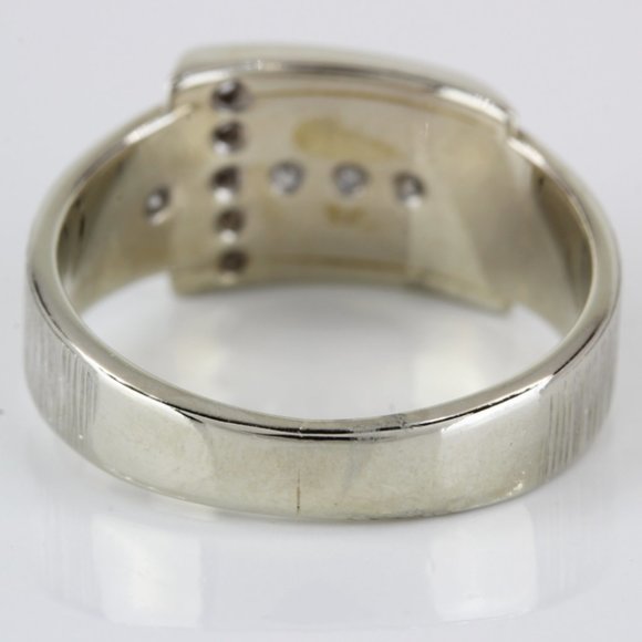 14k White Gold Buckle Diamond Ring - Image 4