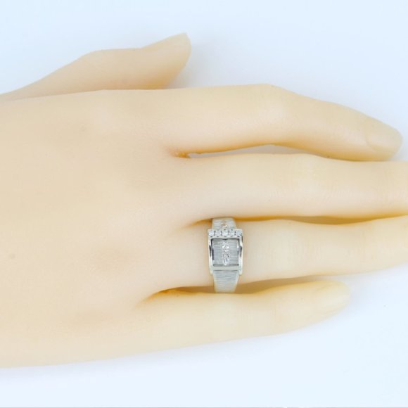 14k White Gold Buckle Diamond Ring - Image 7