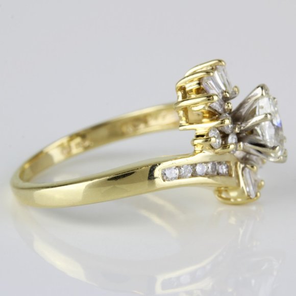 14K Yellow Gold Marquise Diamond Engagement Ring - Image 4