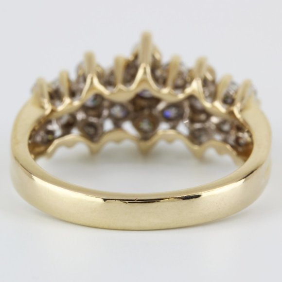 Vintage 14K Yellow Gold Diamond Cluster Anniversary Ring - Image 4