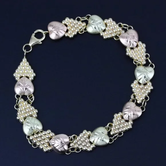 10K Two-Tone Black Hills Gold Hearts & Grapes Bracelet - Image 8