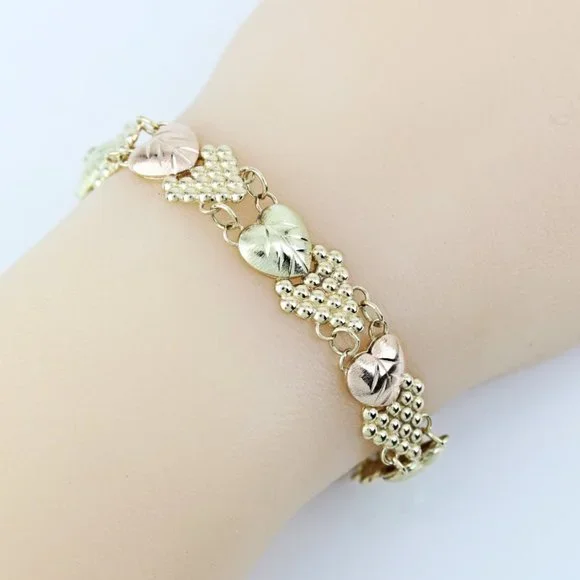 10K Two-Tone Black Hills Gold Hearts & Grapes Bracelet - Image 5