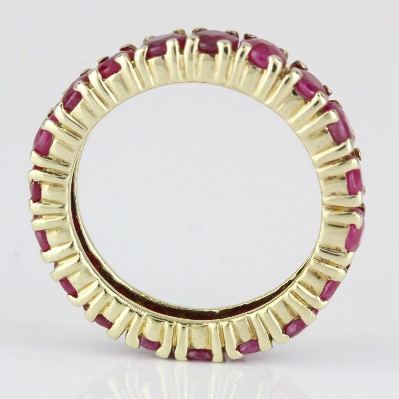 Vintage 10K Yellow Gold Red Ruby Eternity Anniversary Band Bridal Wedding Ring - Image 4