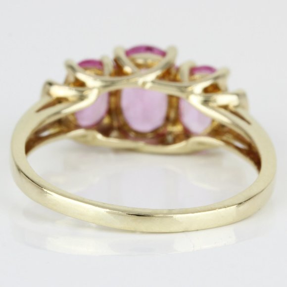 10K Yellow Gold Pink Gemstone and Diamond Anniversary Ring by Samuel Aaron Inc. - Image 6