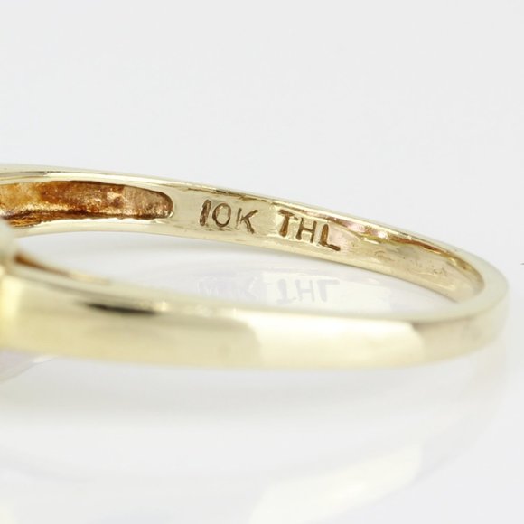 10K Yellow Gold Pink Gemstone and Diamond Anniversary Ring by Samuel Aaron Inc. - Image 7