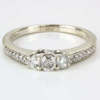 Vintage 9K White Gold Diamond Engagement Anniversary Ring by BJB