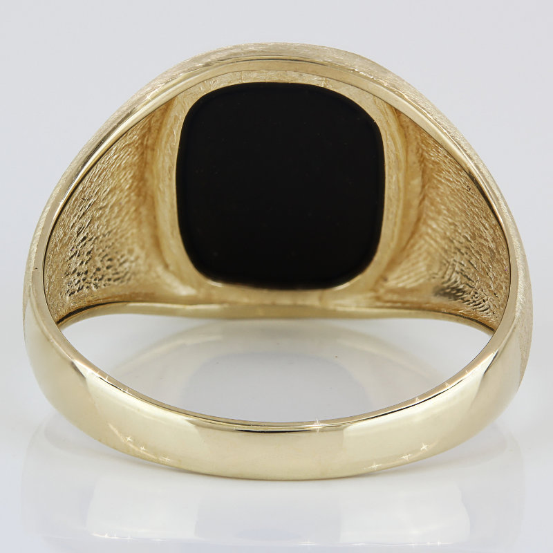 Vintage 10K Gold Brushed Ring Men’s Onyx Statement Signet Bold Jewelry Jim Fox - Image 4