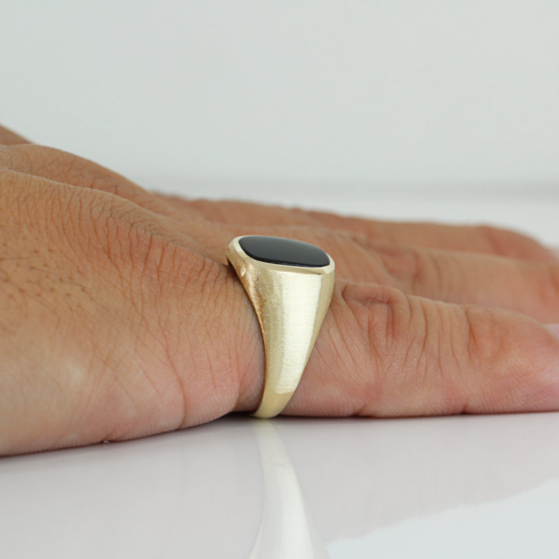 Vintage 10K Gold Brushed Ring Men’s Onyx Statement Signet Bold Jewelry Jim Fox - Image 6