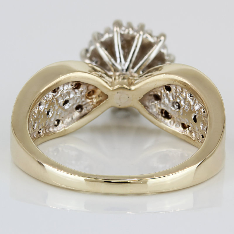 Vintage 10K Gold Diamond Illusion Cluster Cocktail Ring – Round Pavé Band Gift - Image 4
