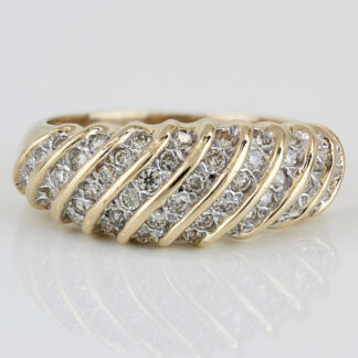 Vintage 14K Gold Diamond Dome Statement Ring Cocktail Anniversary Gift Jewelry