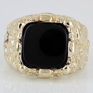 Vintage 14K Gold Nugget Ring Men’s IB Goodman Onyx Statement Signet Bold Jewelry Description: