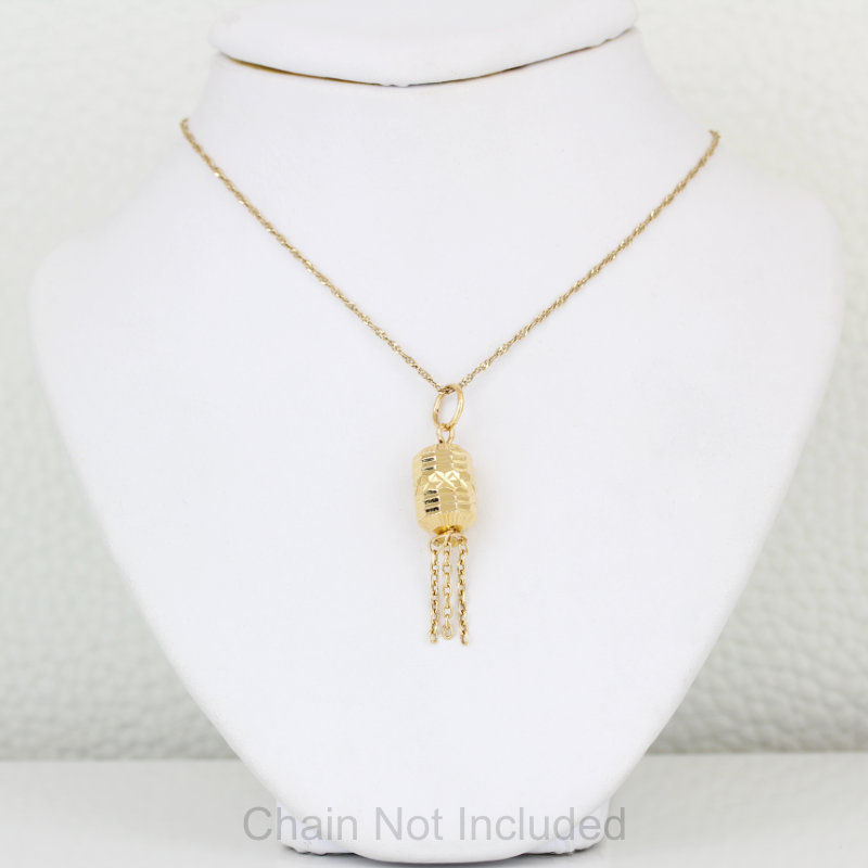 18k Yellow Gold Diamond-Cut Chinese Paper Lantern Pendant/Charm - Image 3