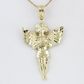 10KYG Praying Angel Cherub Religious Pendant Charm