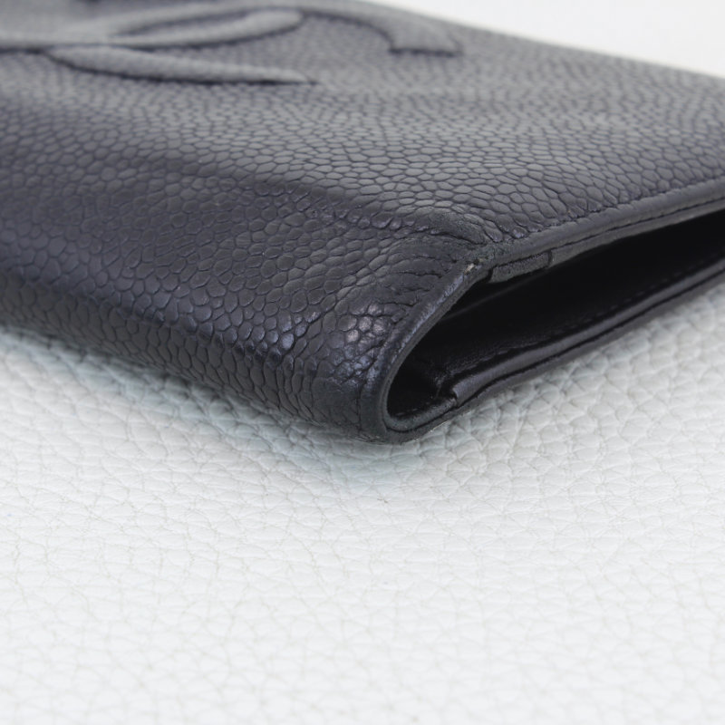 Chanel Caviar CC Bifold Long Wallet W/ Serial Card - Image 7