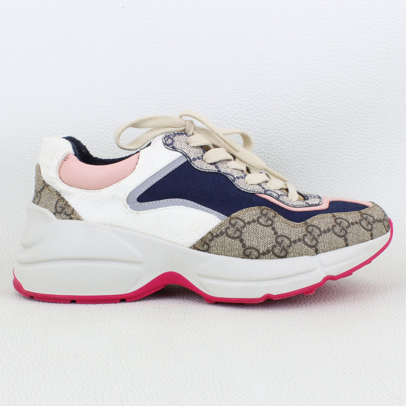 Gucci GG Supreme Mixed Monogram Rhyton Sneakers. Size 37/7.5U.S