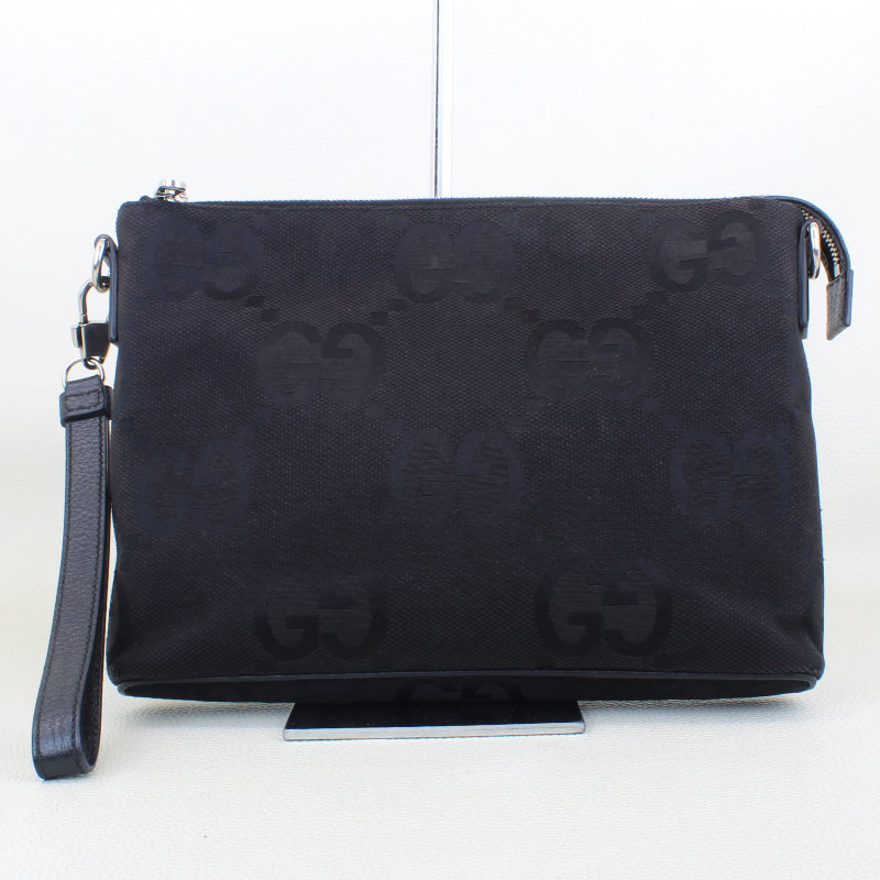 Gucci Jumbo GG Canvas Clutch / Shoulder Bag- Black