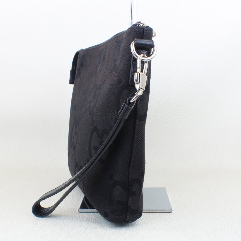Gucci Jumbo GG Canvas Clutch / Shoulder Bag- Black - Image 3