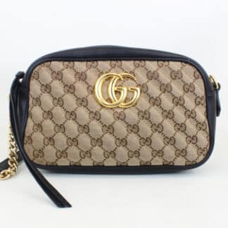 Gucci Canvas Matelassé Small GG Marmont Chain Shoulder Bag