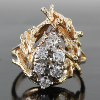 14K Yellow Gold Diamond Branch Nest Ring