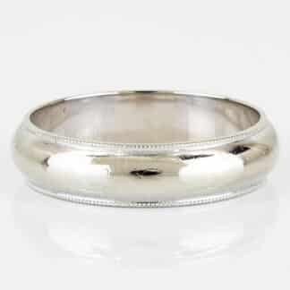 Vintage 14k White Gold Men's Milgrain Wedding Band Ring Classic Estate Bold Gift