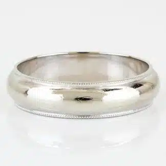 Vintage 14k White Gold Men's Milgrain Wedding Band Ring Classic Estate Bold Gift