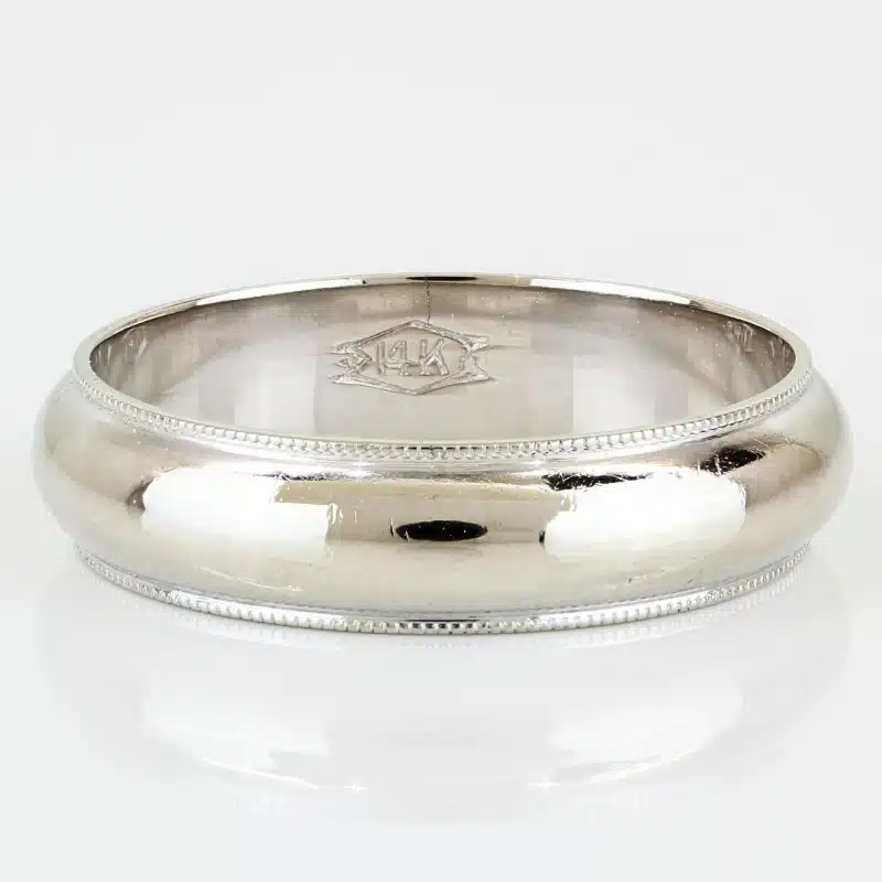 Vintage 14k White Gold Men's Milgrain Wedding Band Ring Classic Estate Bold Gift - Image 2