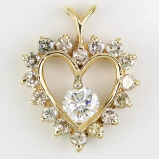 14K Yellow Gold Diamond Heart Pendant