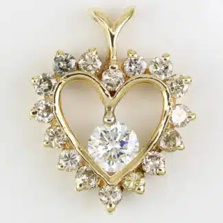 14K Yellow Gold Diamond Heart Pendant