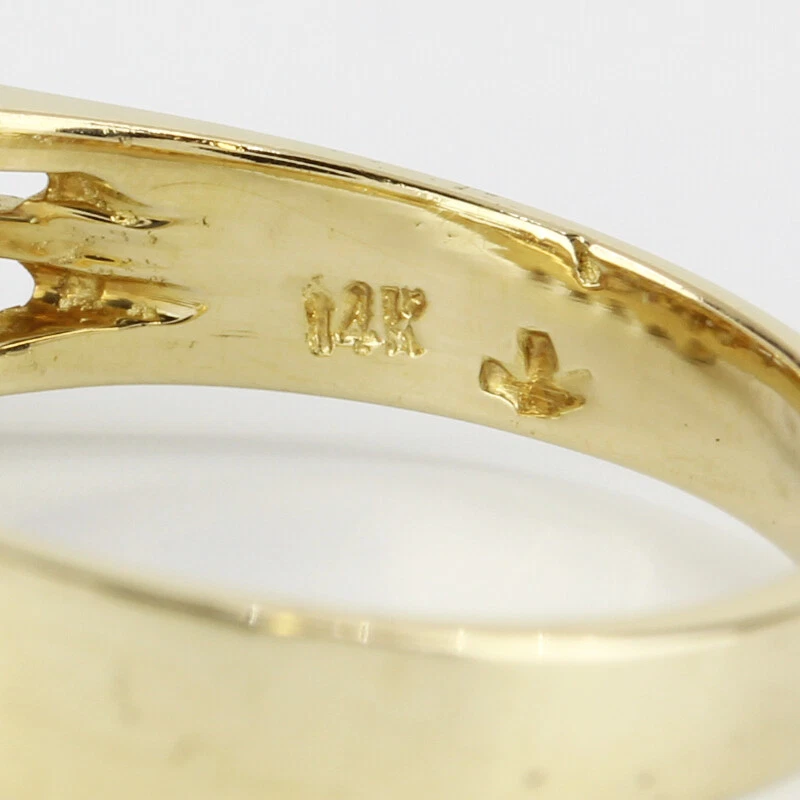 14K Yellow Gold Vintage 3-Row Diamond Ring Band - Image 7