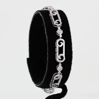 10K White Gold Pavé Diamond Swirl Link Bracelet 7" Fine Jewelry Anniversary Gift