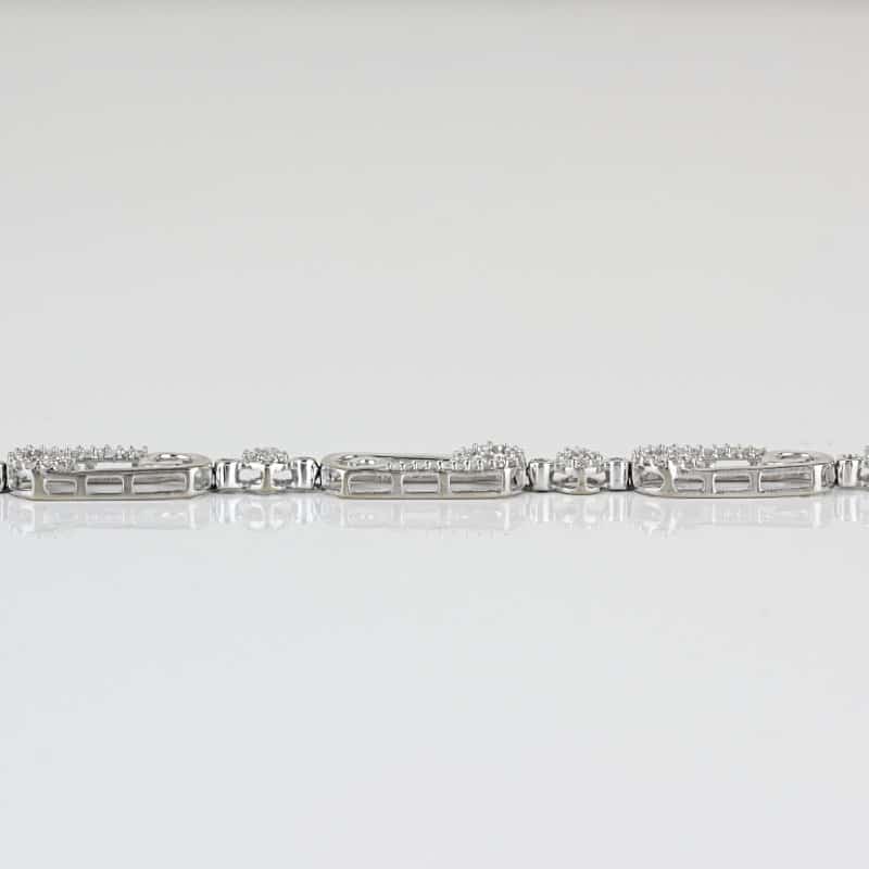 10K White Gold Pavé Diamond Swirl Link Bracelet 7" Fine Jewelry Anniversary Gift - Image 6