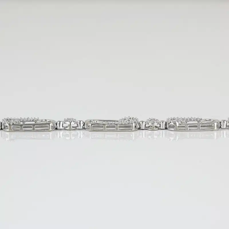10K White Gold Pavé Diamond Swirl Link Bracelet 7" Fine Jewelry Anniversary Gift - Image 6