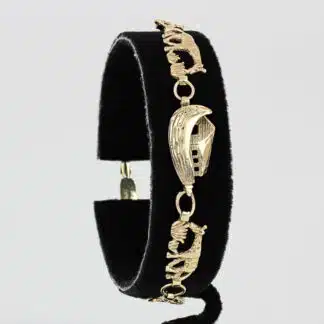 Vintage 10K Gold Noah’s Ark Animal Bracelet Tiger Giraffe Lion Elephant Zebra