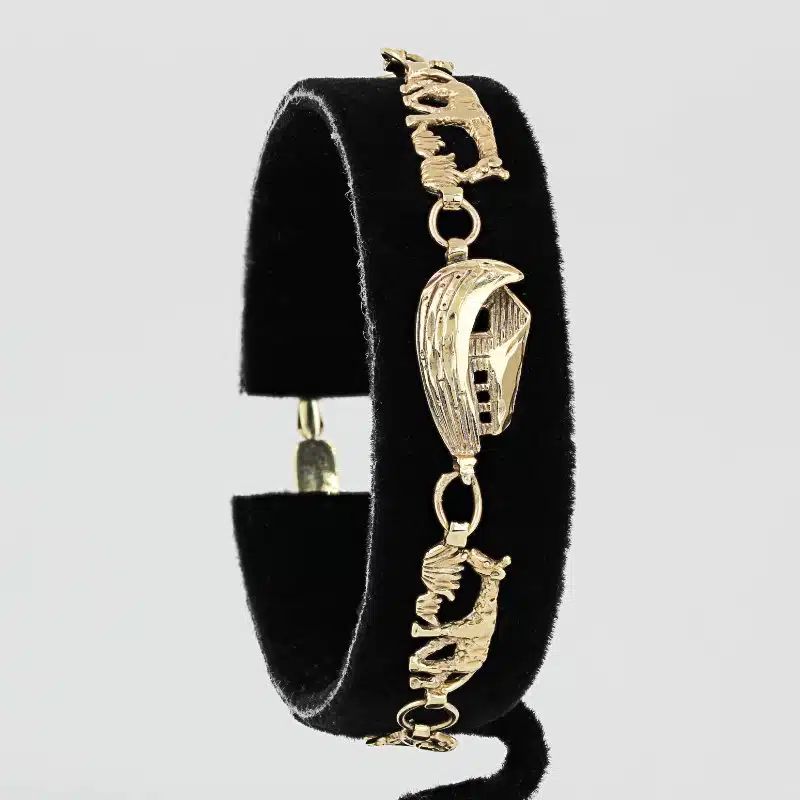 Vintage 10K Gold Noah’s Ark Animal Bracelet Tiger Giraffe Lion Elephant Zebra