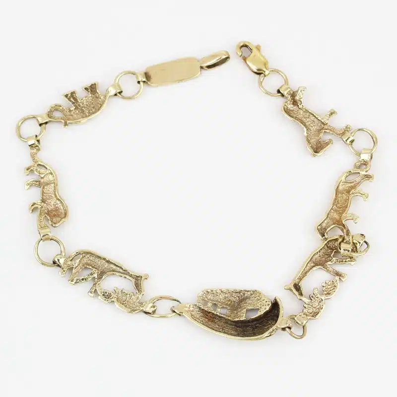 Vintage 10K Gold Noah’s Ark Animal Bracelet Tiger Giraffe Lion Elephant Zebra - Image 5