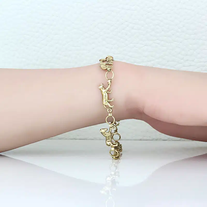 Vintage 10K Gold Noah’s Ark Animal Bracelet Tiger Giraffe Lion Elephant Zebra - Image 6