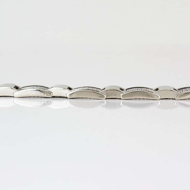 14K White Gold Men's Heavy 5 Carat Diamond Architectural Link Bracelet - Image 5