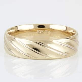 Vintage Frederick Goldman 10K Gold Two Tone Diagonal Stripe Wedding Band Ring