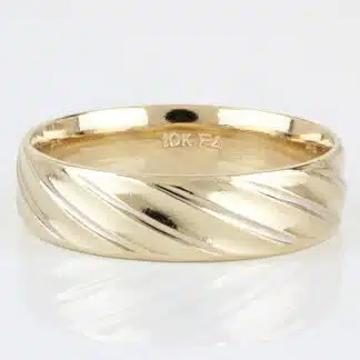 Vintage Frederick Goldman 10K Gold Two Tone Diagonal Stripe Wedding Band Ring