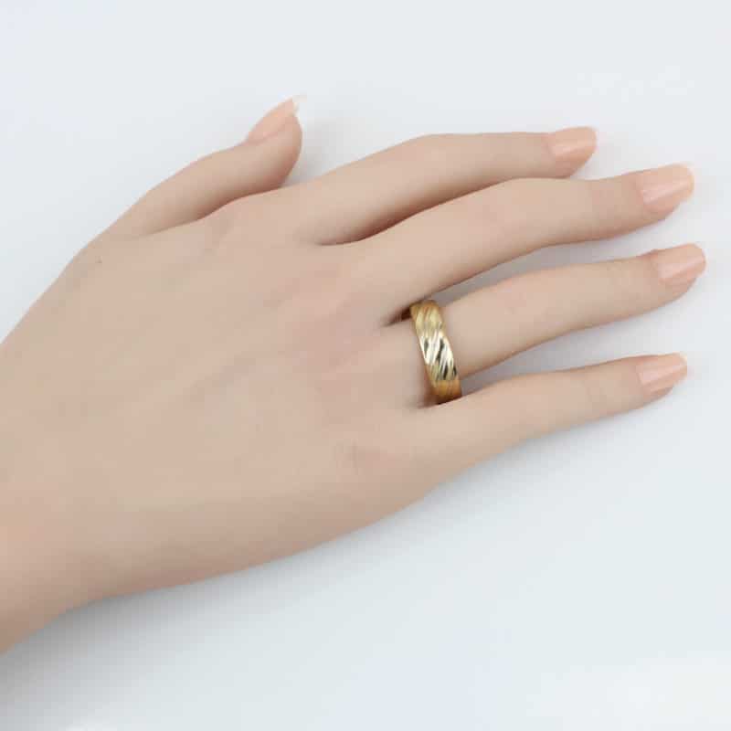 Vintage Frederick Goldman 10K Gold Two Tone Diagonal Stripe Wedding Band Ring - Image 4