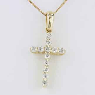 14K Yellow Gold Diamond Cross Pendant Religious Christian Faith Jewelry Gift